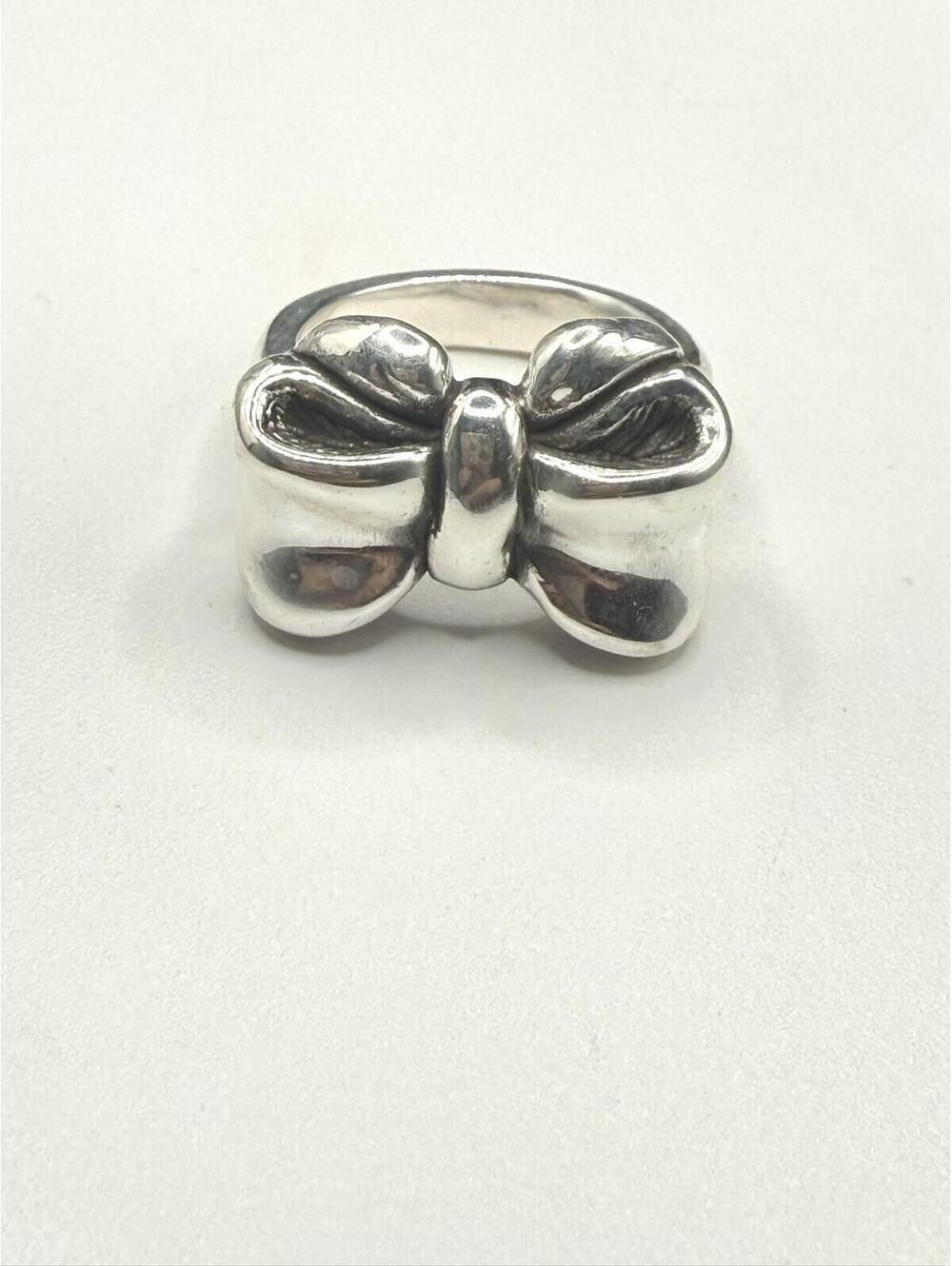 Chunky Sterling Silver Bow Statement Ring – Size 9.5